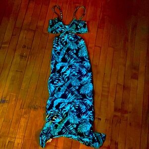 Tropical cut out midi dress